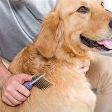 Düğüm Açıcı Pet Fırçası Emniyetli Uzun ve Çelik Dişli Kedi Köpek Tüy Kıtık Açma Tarağı (3984)