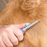 Düğüm Açıcı Pet Fırçası Emniyetli Uzun ve Çelik Dişli Kedi Köpek Tüy Kıtık Açma Tarağı (3984)