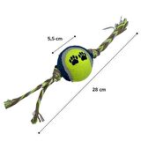 Renkli Halat Ve Tenis Toplu Yumaklı Köpek Çekiştirme Halat Oyuncağı (3984)