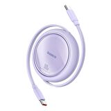 Baseus 100W Süper Hızlı 1 Metre Makaralı Uzayabilen Type C To Type C Şarj ve Data Kablosu, Geri Çekilebilen Karışmaz