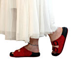 Pierre Cardin 7410 Kırmızı Çift Tokalı Yumuşak Taban Rahat Terlik