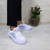 Bestof 074 Beyaz-beyaz Sneaker Düz Taban Hafif Rahat Spor Çift Ayakkabısı