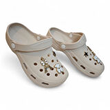 Fiyra 3009 Krem Crks Taşlı HAvuz Plaj Günlük Kadın Terlik