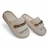 Fiyra 3011 Bej Zincirli Önü Açık Havuz Plaj Günlük Kadın Terlik