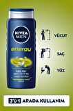 Nivea MEN Erkek Duş Jeli Energy 500ml, Komple Bakım, Vücut Saç Yüz, Nane Özleri, Ferah Cilt Hissi