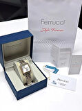 Ferrucci Kristal Camlı Çelik Kordon 2 Yıl Garantili 3 Atm Kadın Kol Saati+Bileklik NS.FRC.0041.L4
