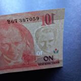 B67 8.Emisyon 10 Yeni türk lirası ytl ÇİL eski kağıt para - 399636686e44523eb1