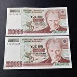 Escoines Koleksiyon 3996367641bb6c2f08 7.Emisyon 2.Tertip D46 Seritakipli 100Bin lira ÇİL kağıt para