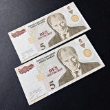 Escoines Koleksiyon 3996367644ea0d2aa7 yeni türklira 8.Emisyon 5Ytl Seri takipli ÇİL eski kağıt para
