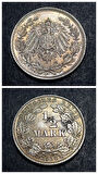 Escoines Koleksiyon 3996367671e711bf66 1918 Almanya ½Mark 2,78gram Gümüş CA eski yabancı madeni para