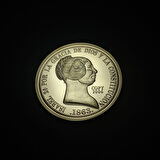 1863 REINA DE LAS ESPANAS 20 REALES İsabel Temalı Sertifikalı Altın Kaplama Hatıra Proof 32gram 40mm