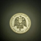 Escoines Koleksiyon 1990-2015 Almanya 1MARK 25.Yıl ParaBirliği Hatıra Madalyon 28Gr 40mm Sertifikalı