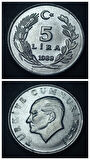 Escoines Koleksiyon 39963679f9355a8aa3 1988 Alüminyum 5Lira Az çıkar ÇİL eski madeni para