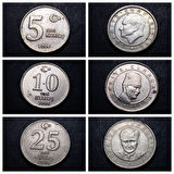 Escoines Koleksiyon 2005/2006/2007 5/10/25 yeni Kuruş 9'lu Takım ÇT+/ÇİL eski madeni para