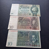 Escoines Koleksiyon 3996367f211aa0a71f 1929 1933 Almanya Berlin 10-20-50 Mark ÇT+ eski kağıt para
