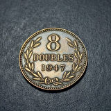 Escoines Koleksiyon 3996368016b9222753 1947 Guarnsey 8 Doubles ÇÇT+ eski yabancı madeni para