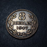 Escoines Koleksiyon 3996368016b9222753 1947 Guarnsey 8 Doubles ÇÇT+ eski yabancı madeni para