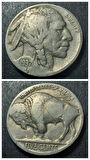 Escoines Koleksiyon 3996368076b7eb1010 1937 Buffalo 5Cent ÇÇT+ Eski Yabancı Madeni Para