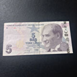Escoines Koleksiyon 39963680c0f48b0e5f 9.Emisyon 5Türk Lirası Güzel Numara F177 757575