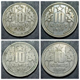Escoines Koleksiyon 39963680e0ecd2d16f 1936/1937/1938/1939 10Kuruş takım ÇT/ÇÇT+ eski madeni para