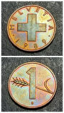 Escoines Koleksiyon 3996368f41b35128c8 1989 B 1 helvetia İsviçre frangı 1 rappen Bronz çil para