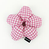 WoodyCord El Yapımı Pembe Beyaz Pötikareli Çiçek Scrunchie Topuz Tokası