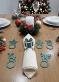 3D Baskı 6`lı Yılbaşı Peçete Halkası Seti Noel Sofra Süsü Dekoratif Peçete Yüzüğü