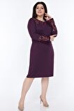 Mor İspanyol Kol Elbise 3E-1071