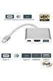 3'in 1 Type-c To Hdmi 4k Usb 3.0 Dönüştürücü Adaptör Macbook, Pro 2015 2016 2017 Samsung S8 S9 S10