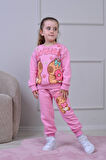 PJK3İ Capıbara Desenli 3 İp Şardonlu %100 Pamuk Kız Çocuk Eşofman Takımı 3-10 Yaş 8251