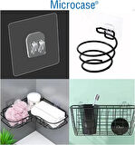 Microcase Güçlü Plastik Yapışkanlı Suya Dayanıklı  Banyo Mutfak Eşya Taşıma Raf Askısı 3 Adet - Şeffaf AL4269