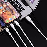 qasul Huawei Xiaomi Iphone Uyumlu Çoklu Şarj Aleti Cihazı Kablosu Type-c Micro Lightning 3lü Şarj KABLO çoklukablo