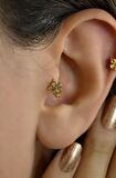 Mini Çiçek Tragus Piercing Helix Kıkırdak Gold