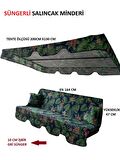 SÜNGERLİ  Salıncak Minder Seti Tenteli  3 Kişilik  10 CM sünger 164X47  YEŞİL YAPRAKLI