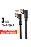 3 Metre TYPE-C Şarj Kablosu HIZLI Şarj Samsung Uyumlu Type c to Type C Uzun