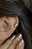 Kırmızı Kalp Mini Filli Tragus Piercing Helix Kıkırdak Üst Lob Küpesi