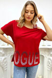 Bol Kesim Büyük Beden Tek Omzu Açık Askılı Crystal Taşlı Şık Rahat Beyaz Kadın Pamuk T-shirt