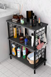 3Raflı Telli Çevir Kur Çok Amaçlı Banyo Rafı Dolabı Metal Gövdeli Organizer Düzenleyici Saklama Rafı