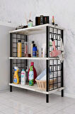 3Raflı Telli Çevir Kur Çok Amaçlı Banyo Rafı Dolabı Metal Gövdeli Organizer Düzenleyici Saklama Rafı