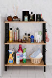 3Raflı Telli Çevir Kur Çok Amaçlı Banyo Rafı Dolabı Metal Gövdeli Organizer Düzenleyici Saklama Rafı