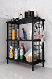 3Raflı Telli Çevir Kur Çok Amaçlı Banyo Rafı Dolabı Metal Gövdeli Organizer Düzenleyici Saklama Rafı