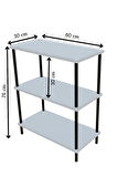 3 Raflı Çevir Kur Banyo Rafı Çok Amaçlı Düzenleyici Açık Raflı Dolap, Metal Gövdeli Organizer Raf