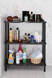 3 Raflı Çevir Kur Banyo Rafı Çok Amaçlı Düzenleyici Açık Raflı Dolap, Metal Gövdeli Organizer Raf