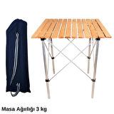 Alüminyum-Ahşap Katlanabilir Piknik, Balkon, Kamp Masası