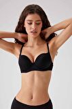 2'li Ekonomik Paket Siyah-beyaz 6329-3 Lyon Balenli Double Push Up Micro Sütyen Set (slip Hediyeli)