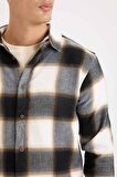 DeFacto Regular Fit Polo Yaka Kareli Flanel Uzun Kollu Gömlek D5835AX24AUBN279