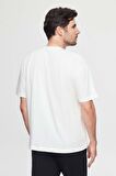 Oversize Beyaz Baskılı %100 Pamuk T-shirt 2EC14ORT05212