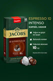 Jacobs Espresso 10 Intenso Nespresso Uyumlu Alüminyum Kapsül Kahve 10 Adet X 10 Paket