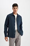 DeFacto %100 Pamuk Regular Fit Waffle Basic Düz Uzun Kollu Gömlek D1058AX24AUAR224