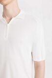 DeFacto Slim Fit Dar Kesim Kısa Kollu Basic Düz Fermuarlı Triko Polo Tişört C4917AX24SMER100